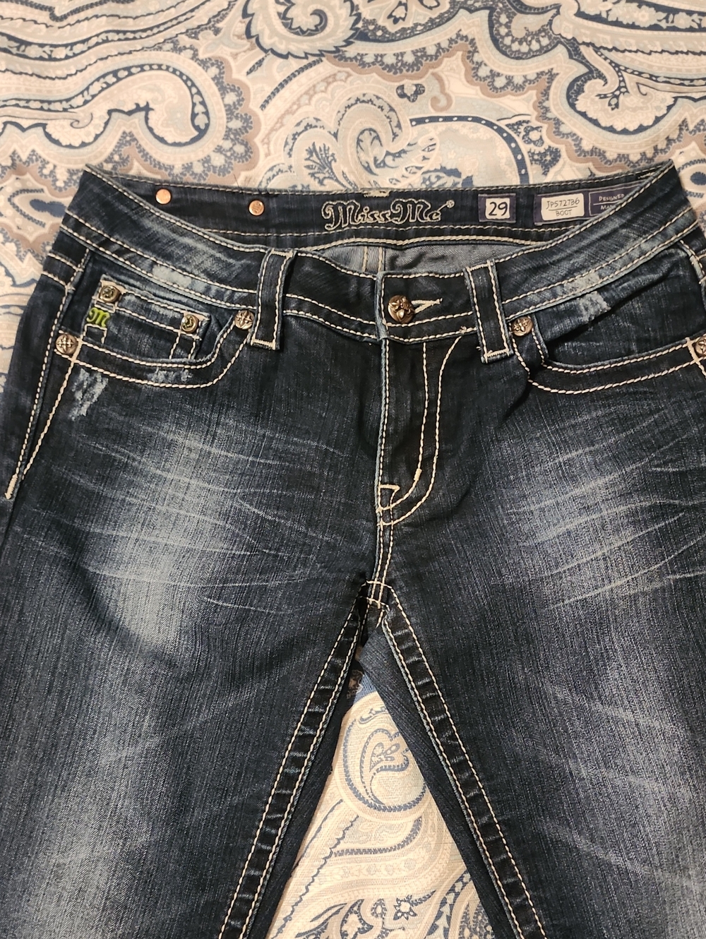 Miss Me Women's Dark Wash Bootcut Jeans - Blue, Size 29